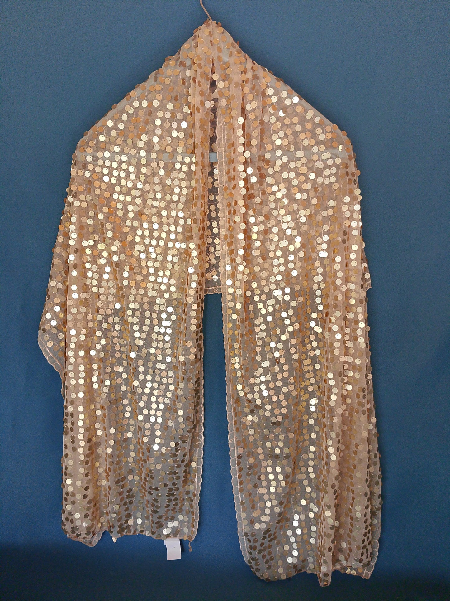Șal/Eșarfă de ocazie cu paiete aurii, 175x53 cm