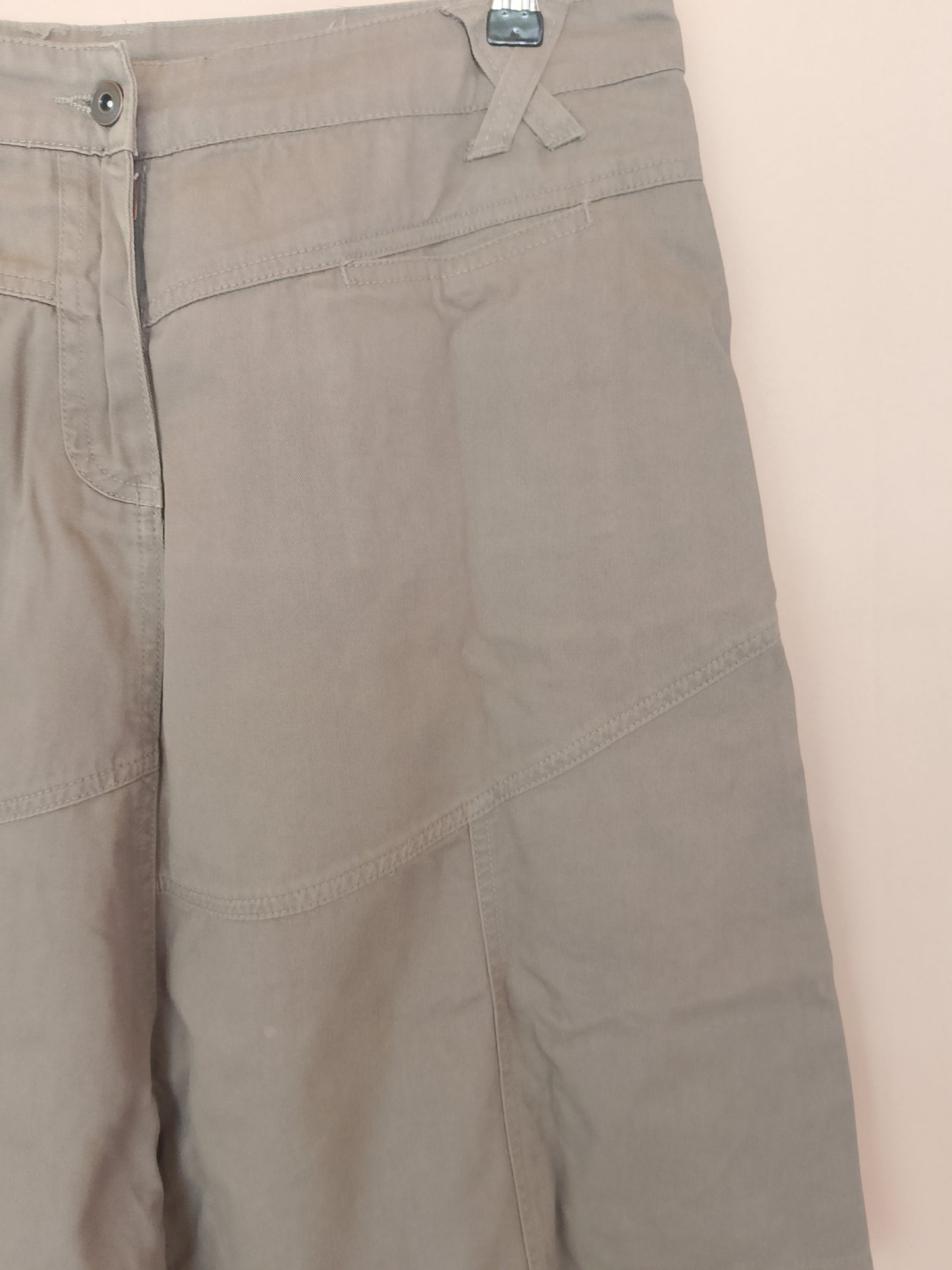 Fustă de damă casual, bej/kaki, croi A-line - Nouă, cu etichetă!