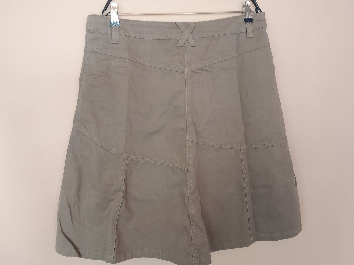 Fustă de damă casual, bej/kaki, croi A-line - Nouă, cu etichetă!