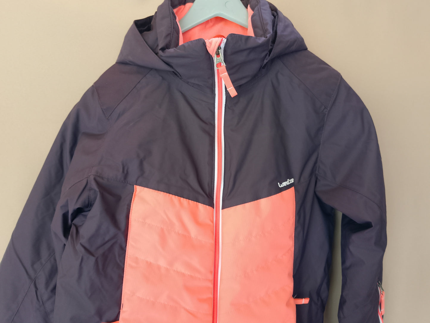 Costum de schi/snowboard Wed'ze, pentru copii, mov cu detalii portocalii, ideal pentru pârtie