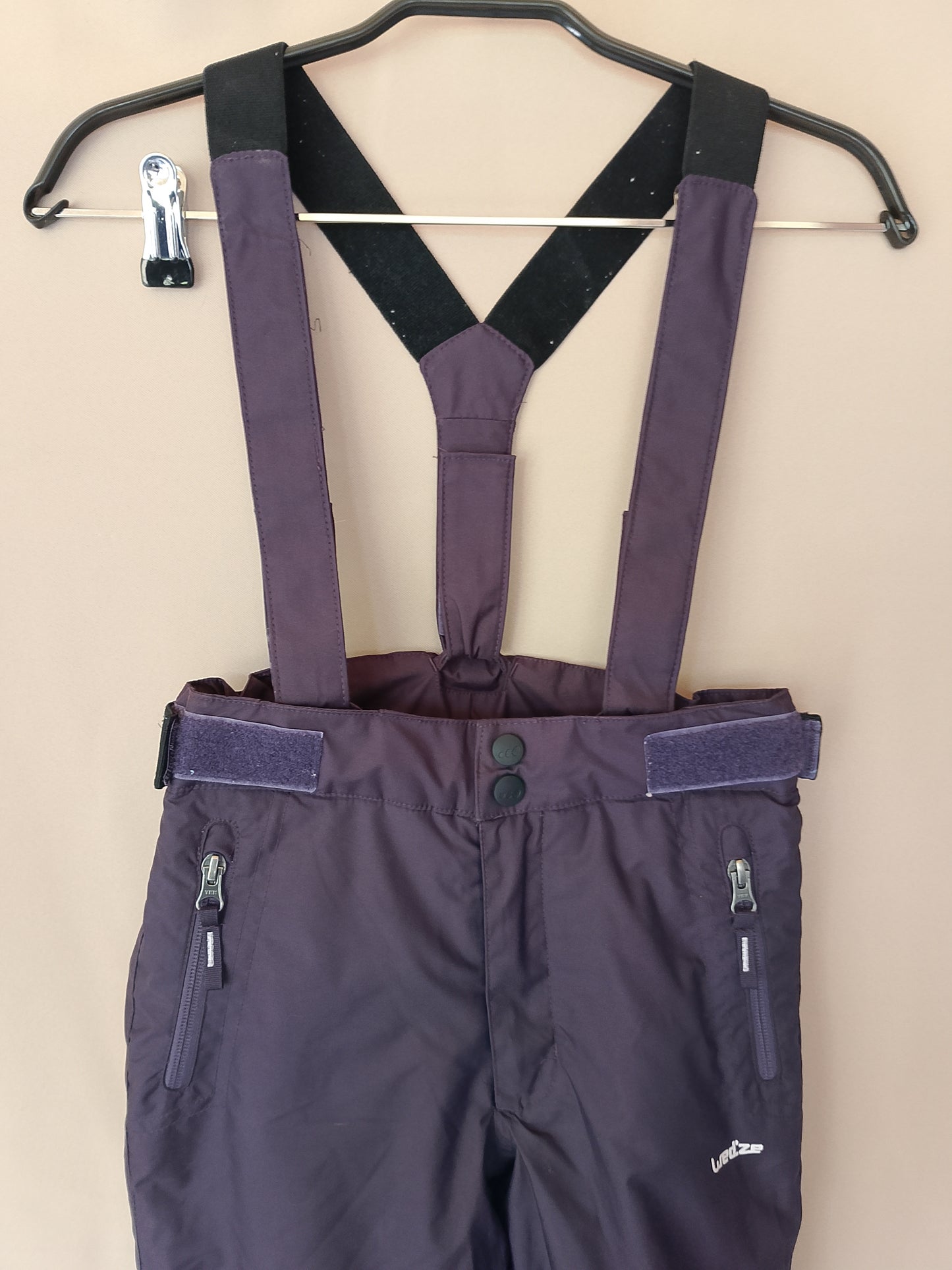 Costum de schi/snowboard Wed'ze, pentru copii, mov cu detalii portocalii, ideal pentru pârtie