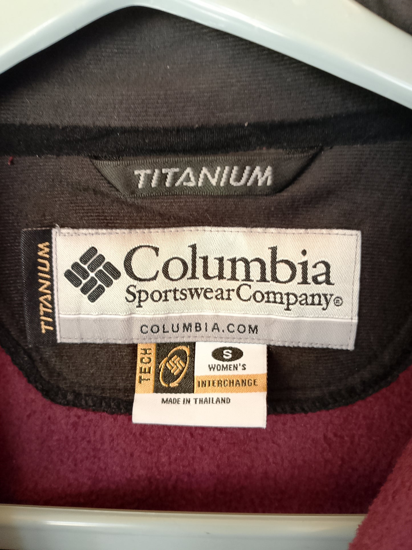 Jachetă fleece Columbia Titanium, vișiniu/negru, pentru femei, mărimea S