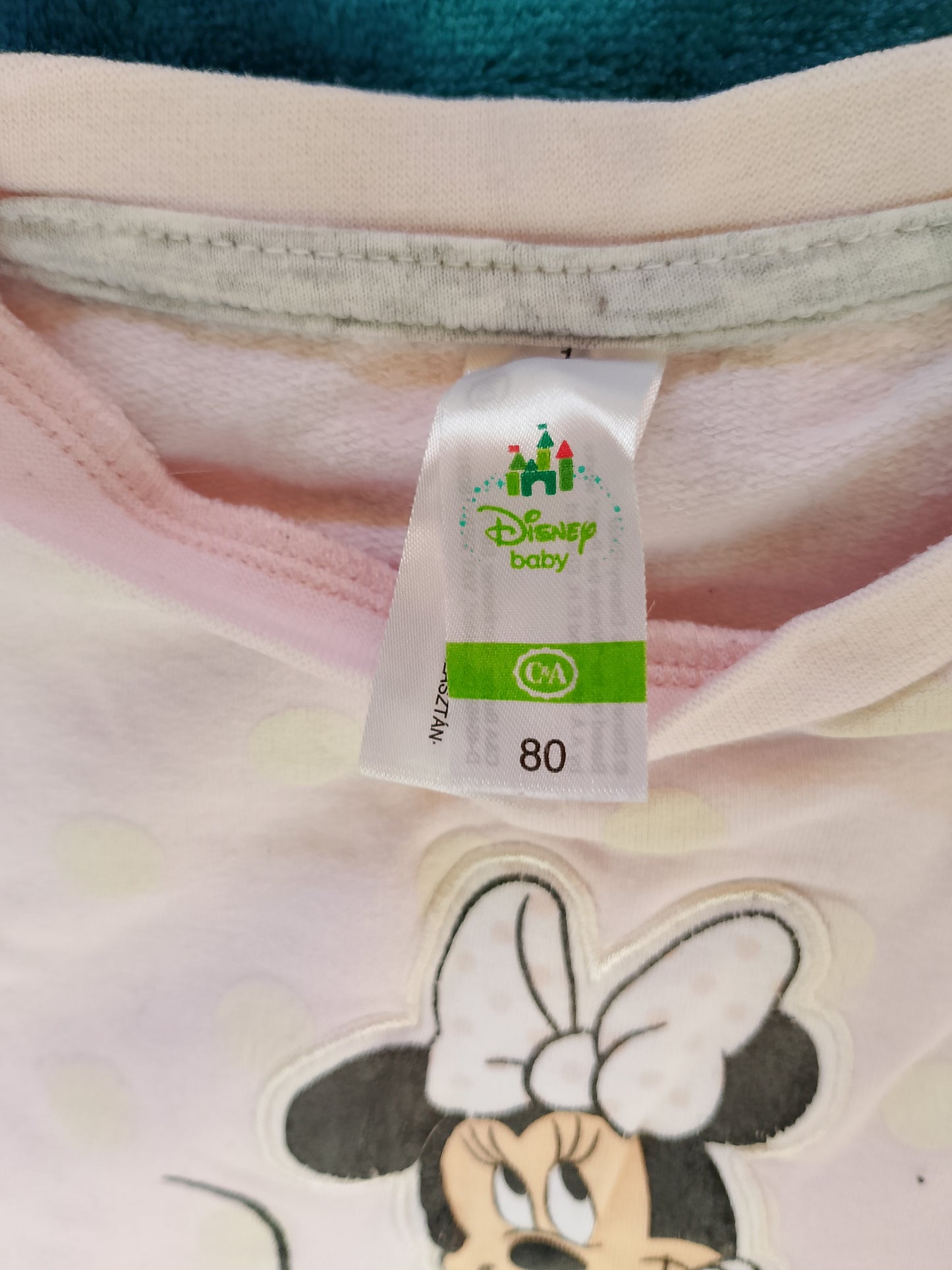 Hanorac roz cu buline și Minnie Mouse - stil Disney pentru fetițe! 80 cm.