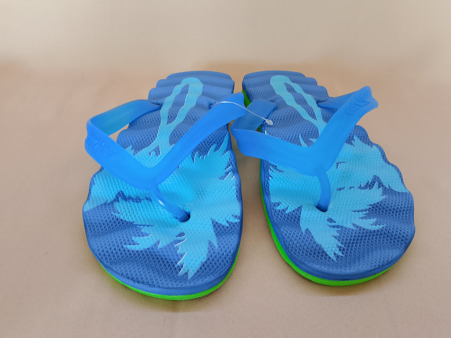 Șlapi/Slapi de Plajă Albaștri cu Palmieri, Tip Flip-Flop - Perfect pentru Vară