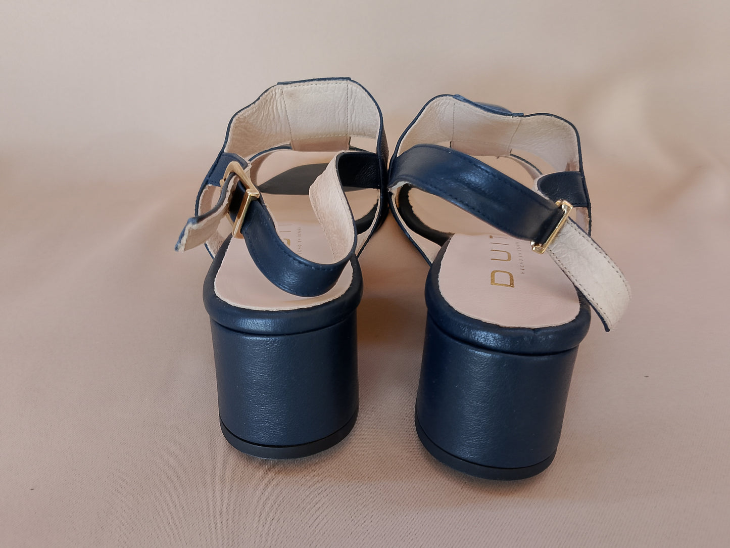 Sandale Dama DUIT cu Toc Gros și Pietre Colorate, Bleumarin - Stil Vibrant