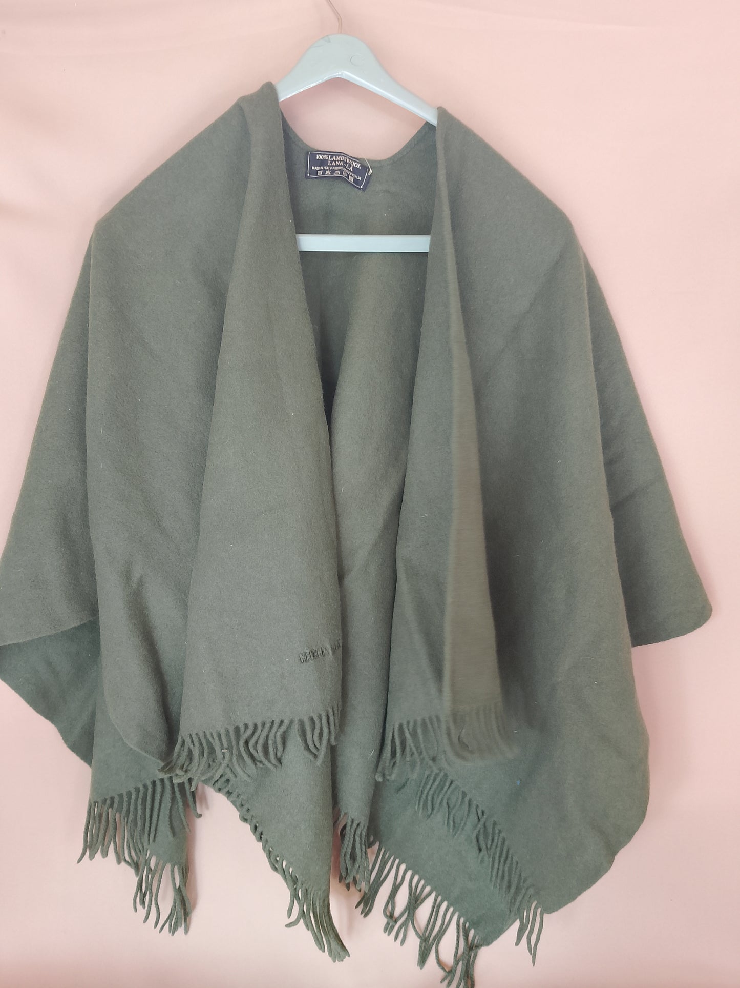 Poncho/Șal elegant cu franjuri, 130x117 cm