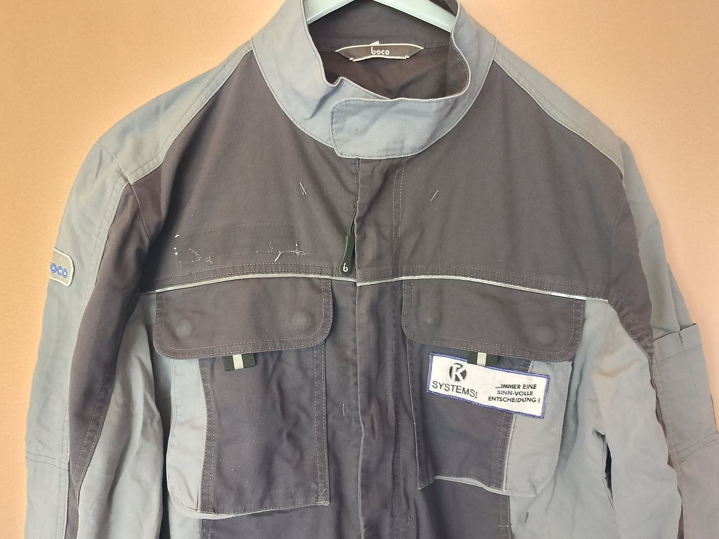 Jachetă de lucru bicolora, gri-negru, model modern - Confort și durabilitate pentru munca ta! Marime 50