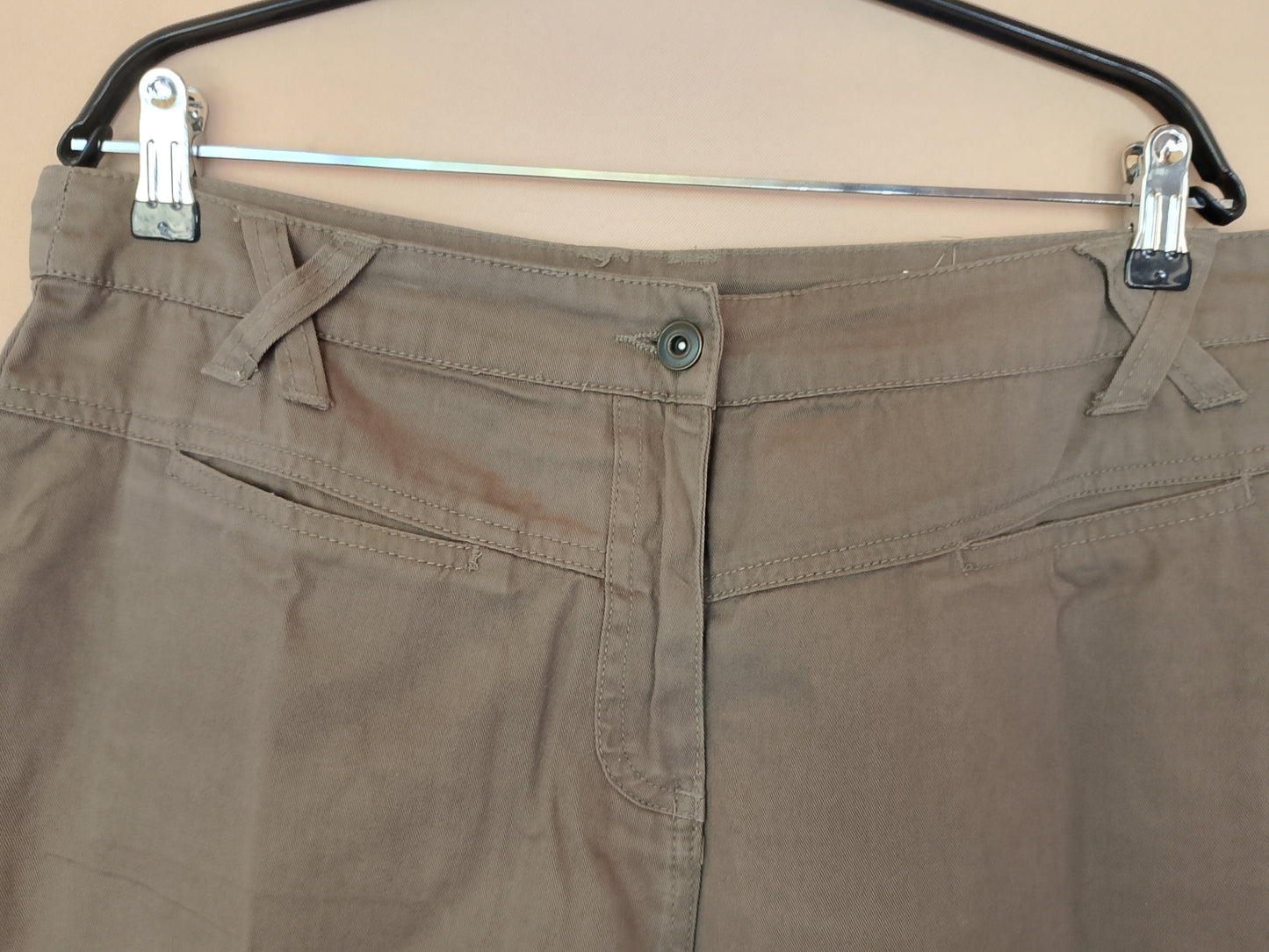 Fustă de damă casual, bej/kaki, croi A-line - Nouă, cu etichetă!