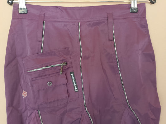 Fustă de damă mov/prună cu fermoare și buzunar cargo - Design unic!