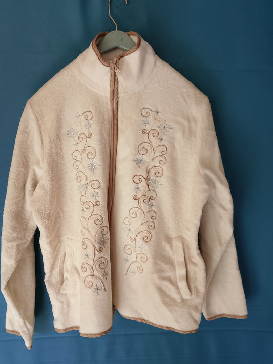 Jachetă de Fleece cu Broderie Elegantă, Mărimea L - Confort și Stil în sezonul rece!