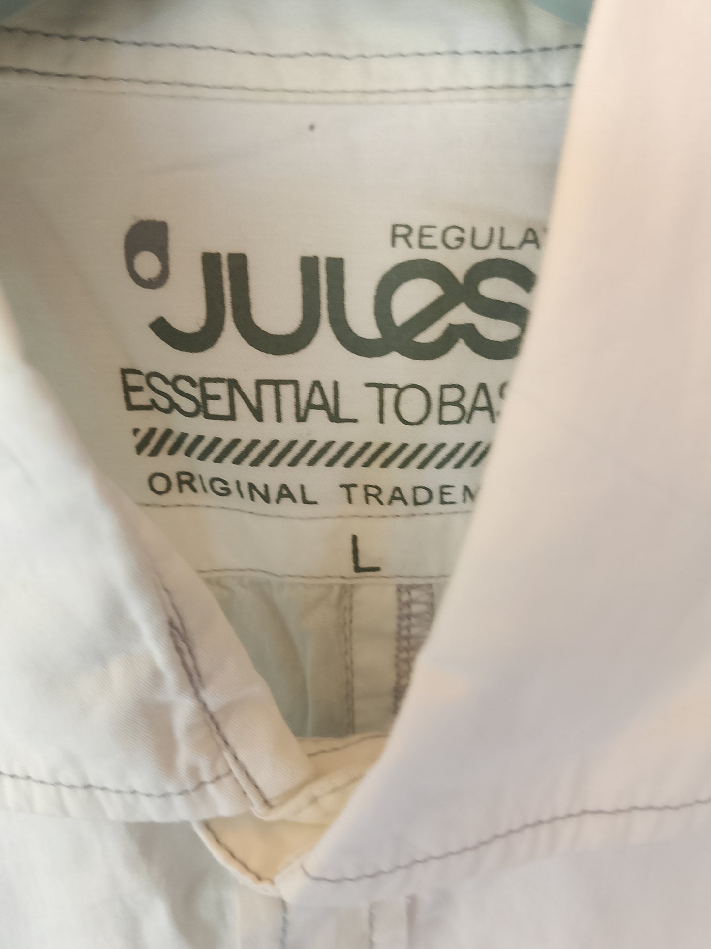 Cămașă de Bărbați 'JULES', Mărimea L, Culoare albă cu cusături bej - Stil Casual Smart!