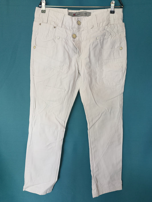 Blugi albi unisex, mărimea 34, Justing Jeans - Stare impecabilă!