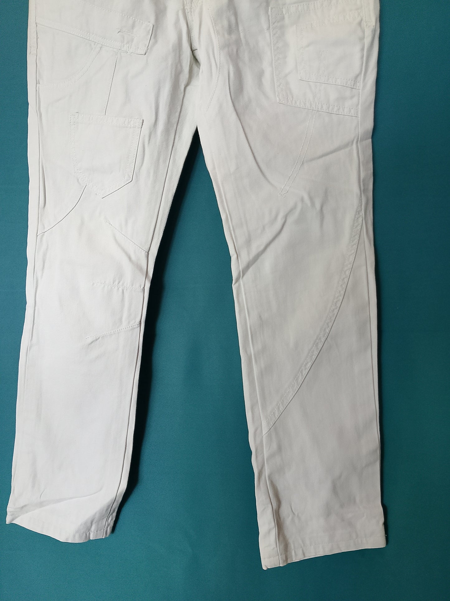 Blugi albi unisex, mărimea 34, Justing Jeans - Stare impecabilă!