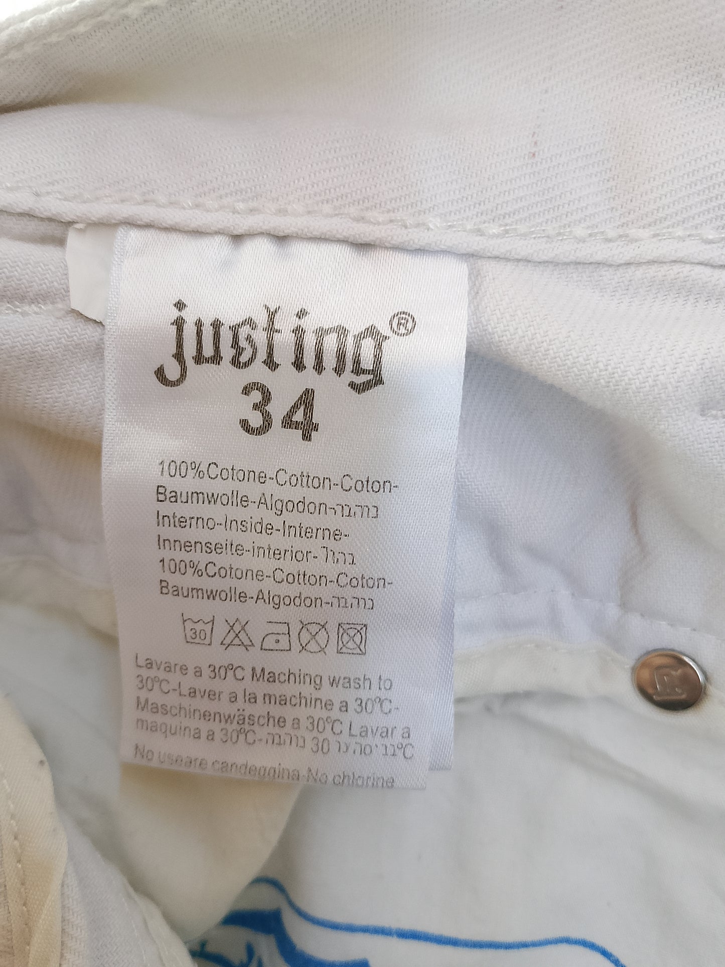 Blugi albi unisex, mărimea 34, Justing Jeans - Stare impecabilă!