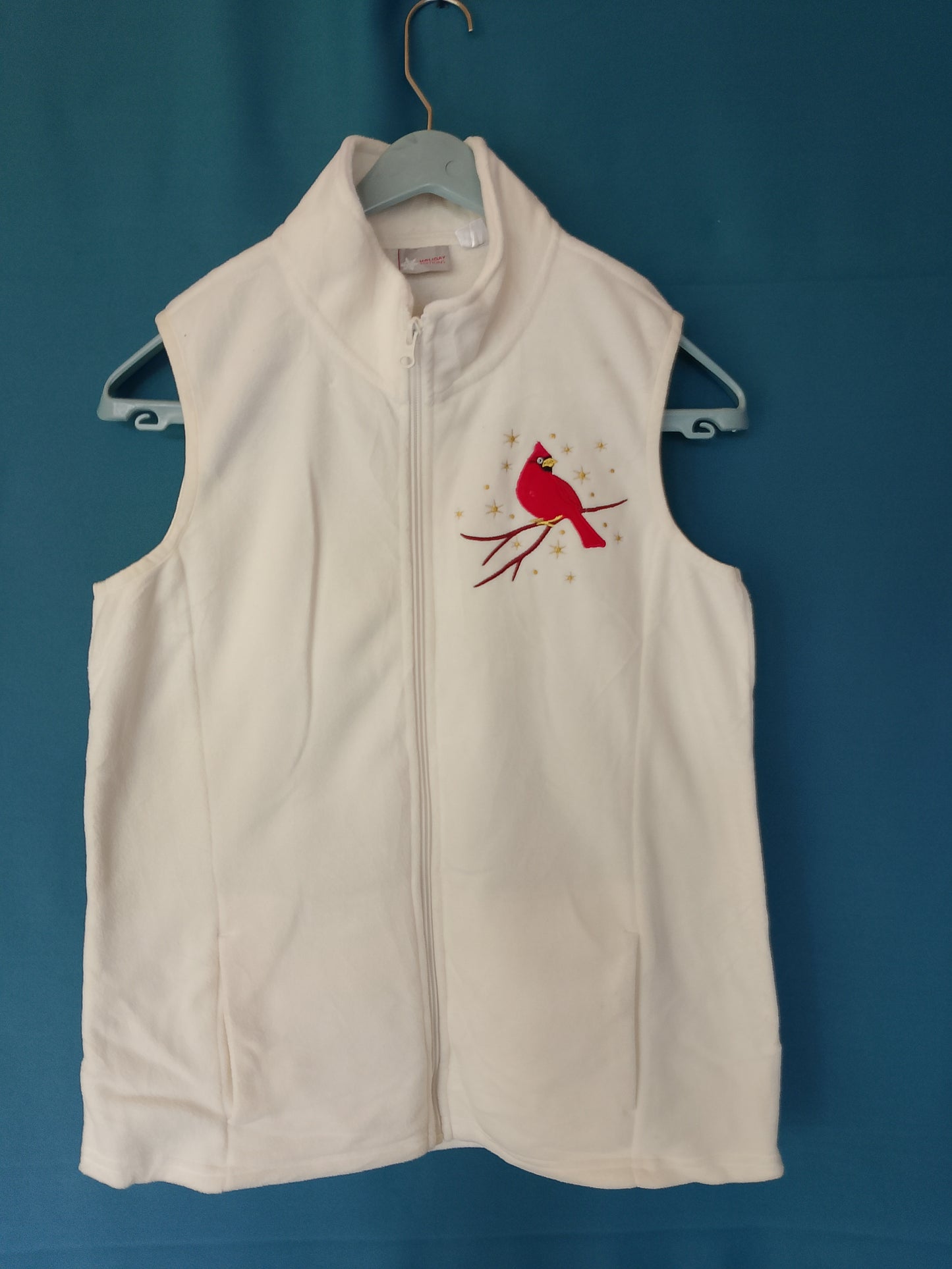 Vestă Pufoasă de Damă, cu Broderie Pasare - Caldă și Plină de Stil!