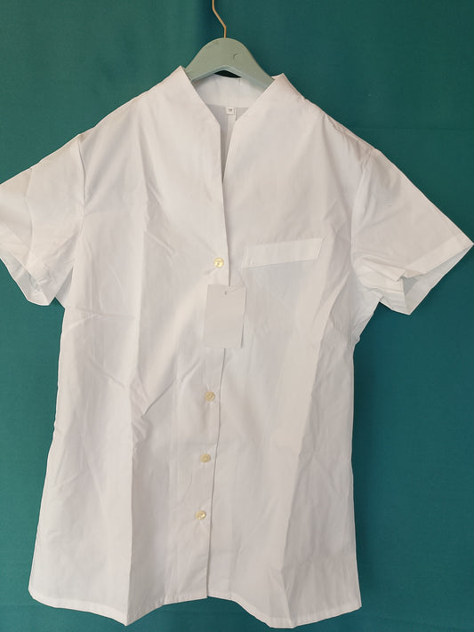 Cămașă Albă de Bărbați/Unisex cu Guler Chinezesc, Mânecă Scurtă - Elegantă și Modernă! Marime 38
