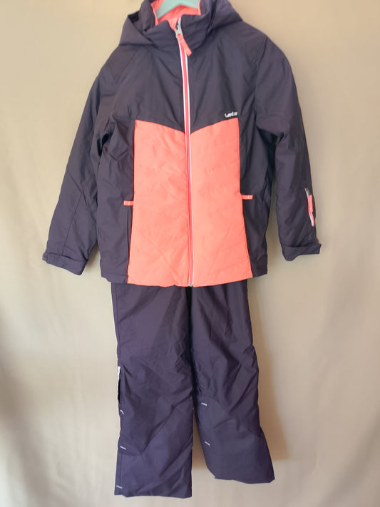Costum de schi/snowboard Wed'ze, pentru copii, mov cu detalii portocalii, ideal pentru pârtie