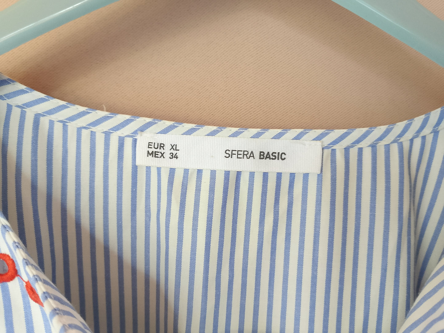 Rochie tip tunică, cu broderie etnică și dungi - Mango - Stil boem chic! Marime XL.