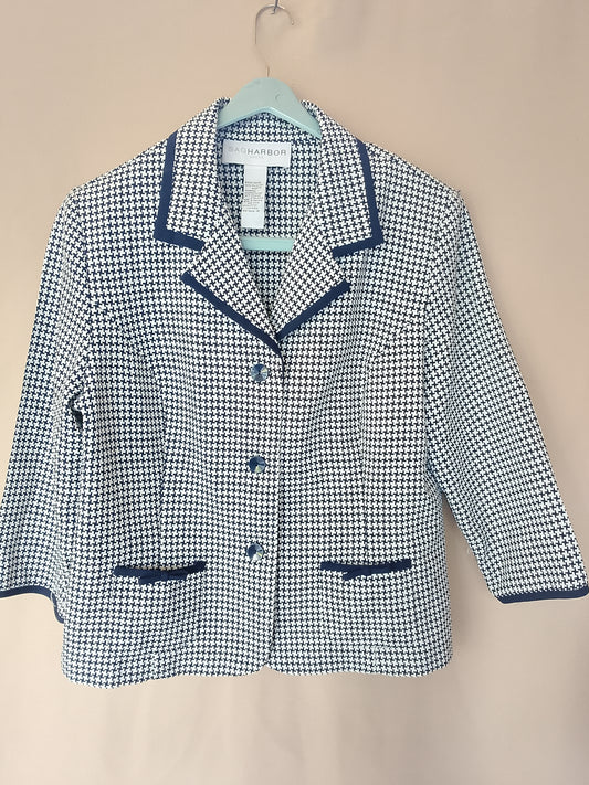Sacou elegant cu imprimeu houndstooth și revere contrastante - Sac Harbor - O piesă clasică și atemporală!