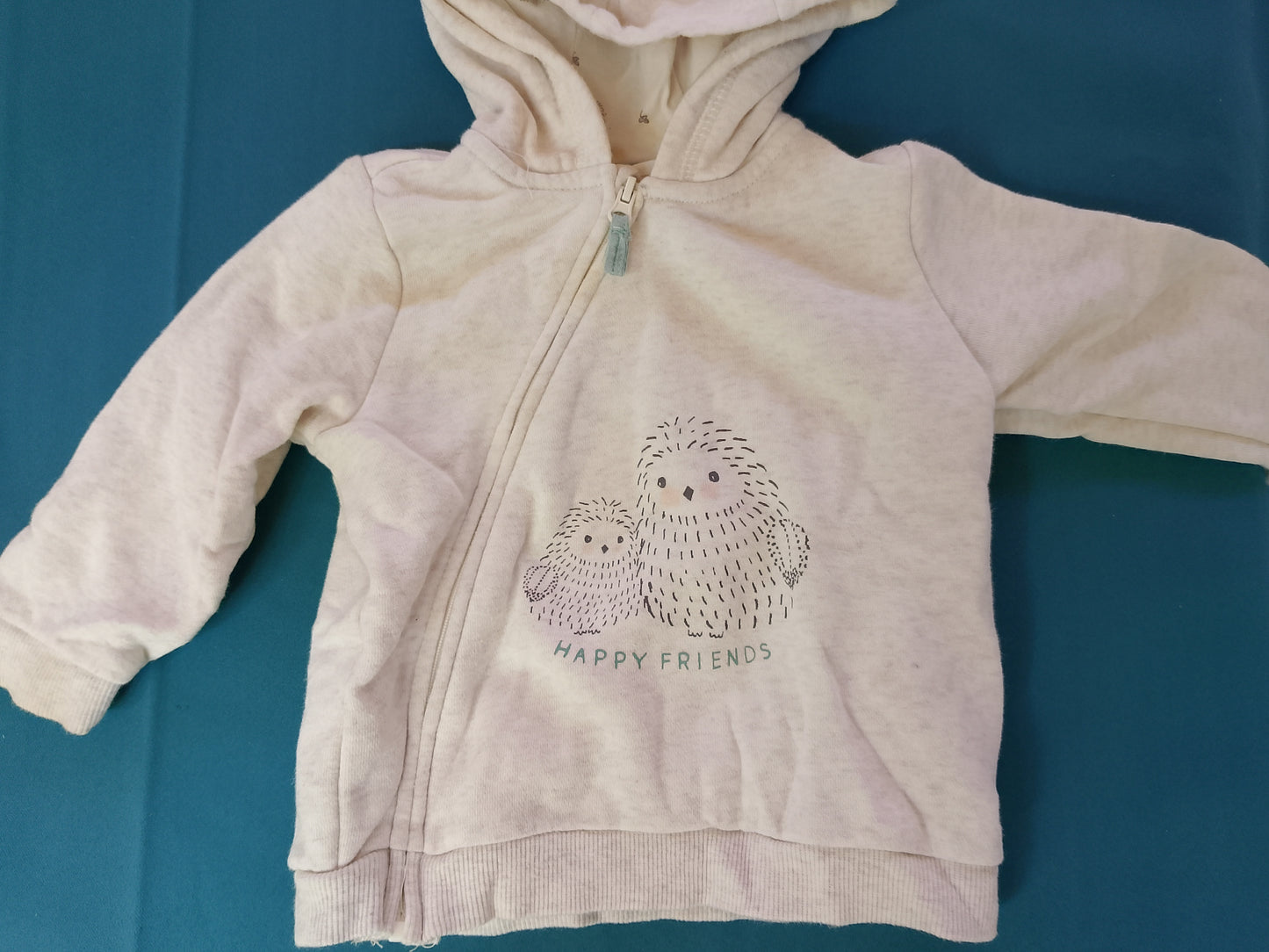 Jachetă cu glugă și urechi de ursuleț, H&M Organic Cotton, pentru bebeluși de 6-9 luni
