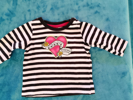 Tricou de bebeluș în dungi cu inimă "Daddy Forever" - perfect pentru un stil rock! 12 luni.