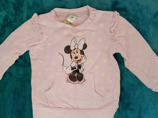Hanorac roz cu buline și Minnie Mouse - stil Disney pentru fetițe! 80 cm.