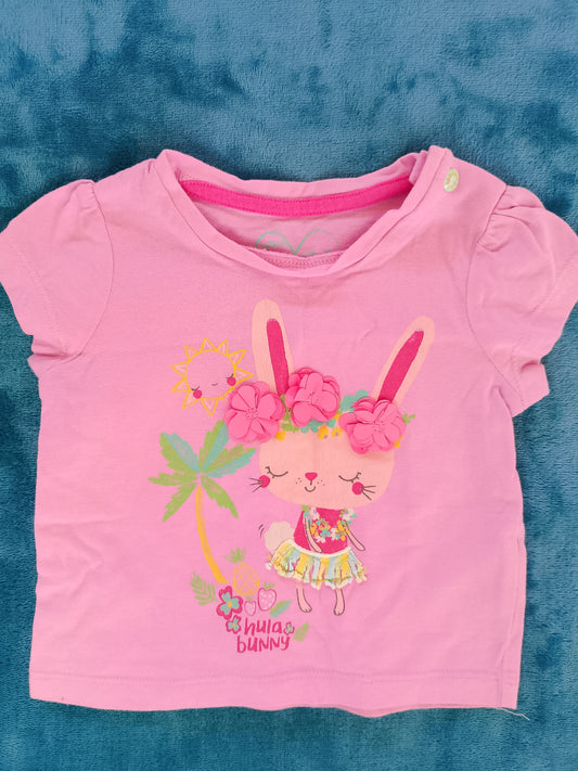 Tricou roz de fetițe "Hula Bunny" - perfect pentru un spirit vesel de vară!