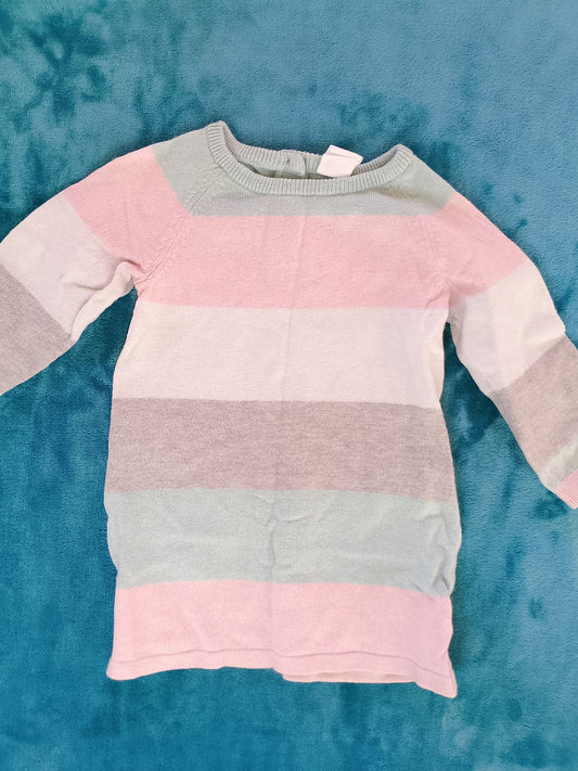 Pulover tricotat în dungi pastel - confort și stil pentru zilele reci! 6-9 luni.