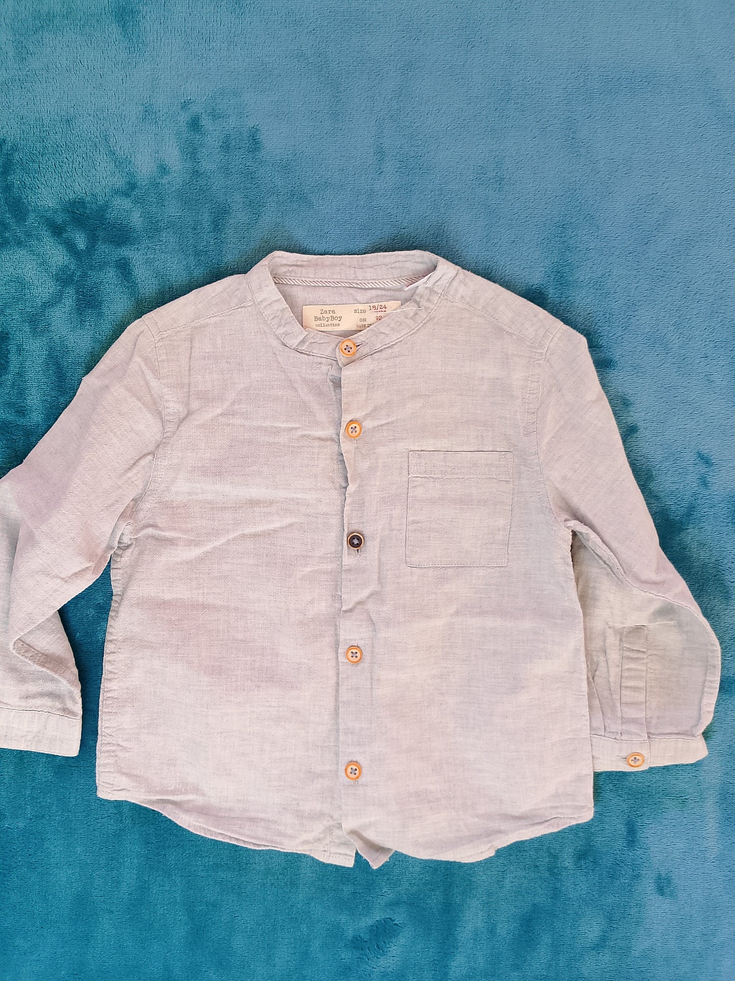 Cămașă Zara cu guler mandarin - eleganță și confort pentru cei mici! 18-24 luni.
