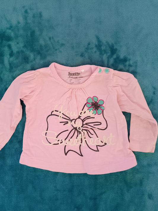 Bluză Lupilu roz cu imprimeu fundă și flori - stil dulce și confortabil! 62- 68 cm
