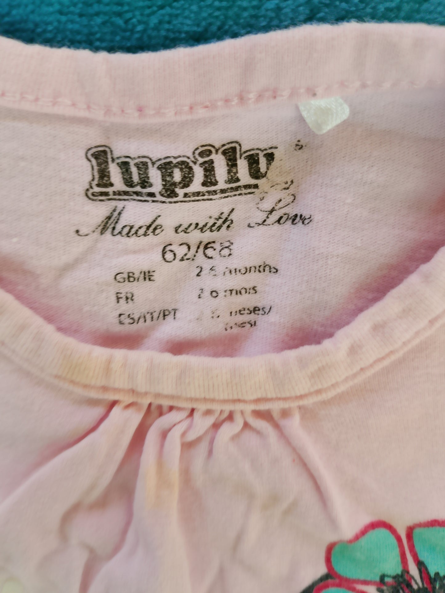 Bluză Lupilu roz cu imprimeu fundă și flori - stil dulce și confortabil! 62- 68 cm