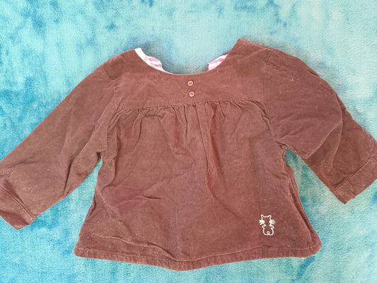 Bluză/Cămașă Bebeluși din Catifea Reiată Maro – Stil Clasic și Confort!