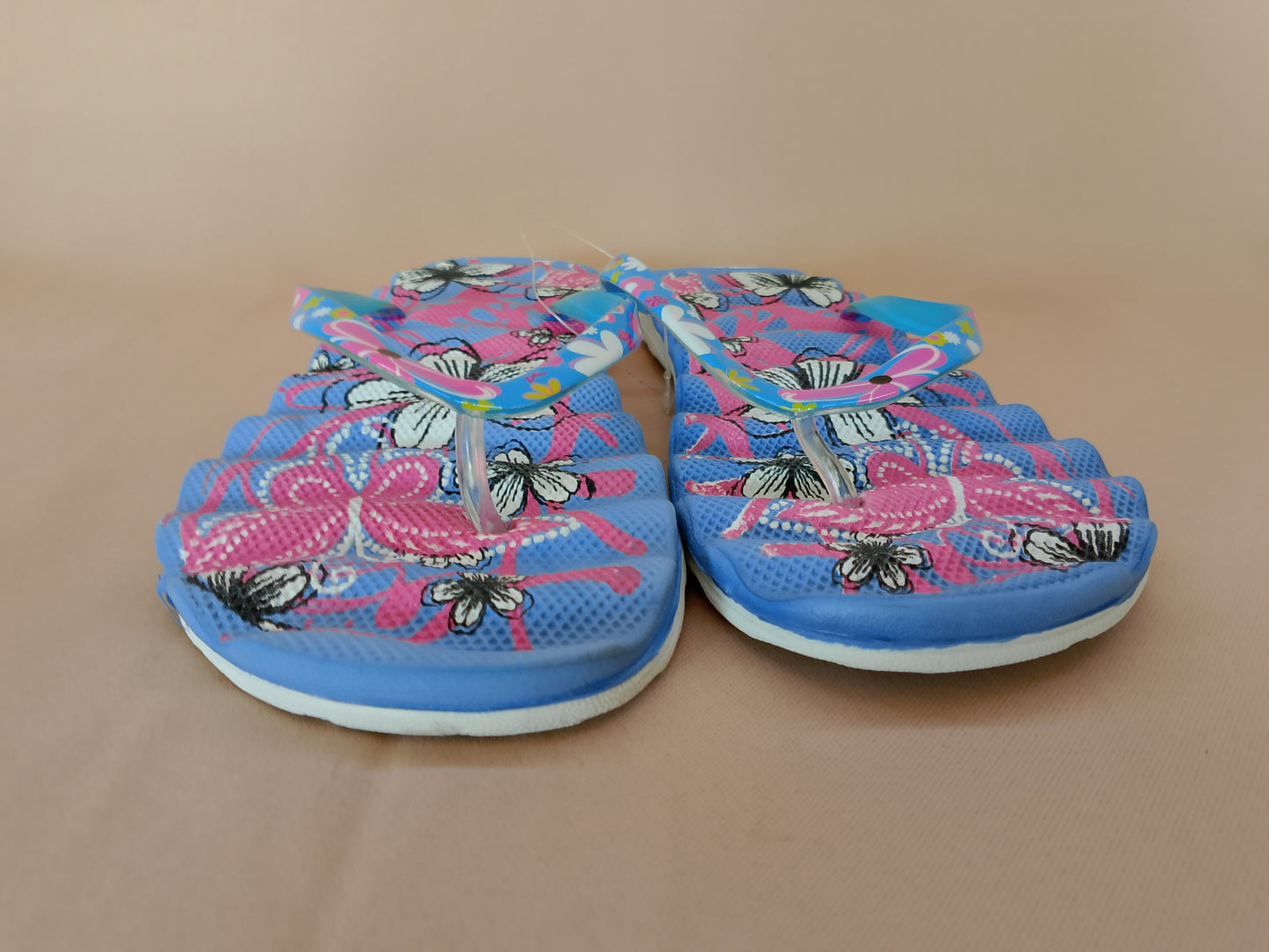 Șlapi/Slapi de Plajă Dama, cu Imprimeu Floral Colorat - Eleganță Tropicală