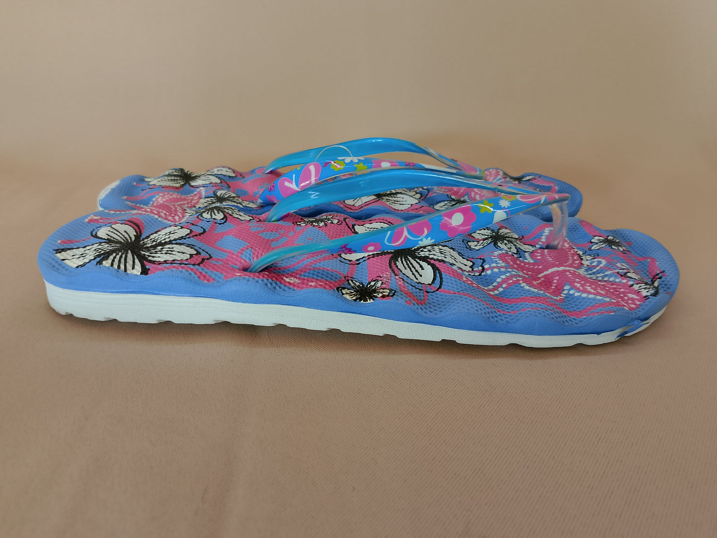 Șlapi/Slapi de Plajă Dama, cu Imprimeu Floral Colorat - Eleganță Tropicală
