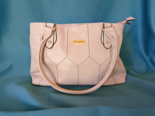 Geantă de Mână Tip Tote "GREENWICH", Bej/Gri cu Detalii Geometrice - Eleganță Modernă