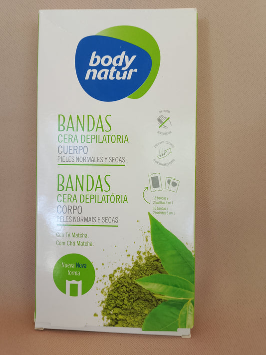 Piele Catifelată Acasă: Benzi Depilatoare Body Natur cu Ceai Matcha – Pentru Piele Normală și Uscată!