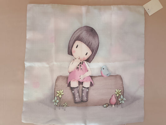 Față de pernă decorativă cu fetiță - 45x45 cm