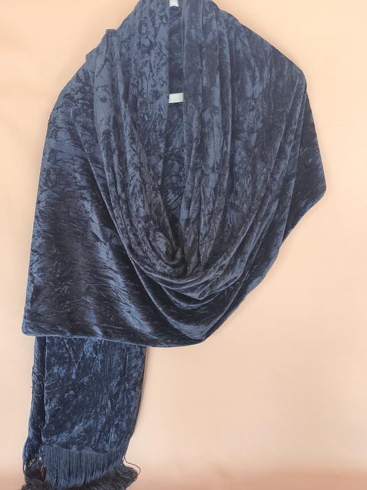 Șal/Eșarfă elegantă de catifea, cu franjuri, 200x60 cm