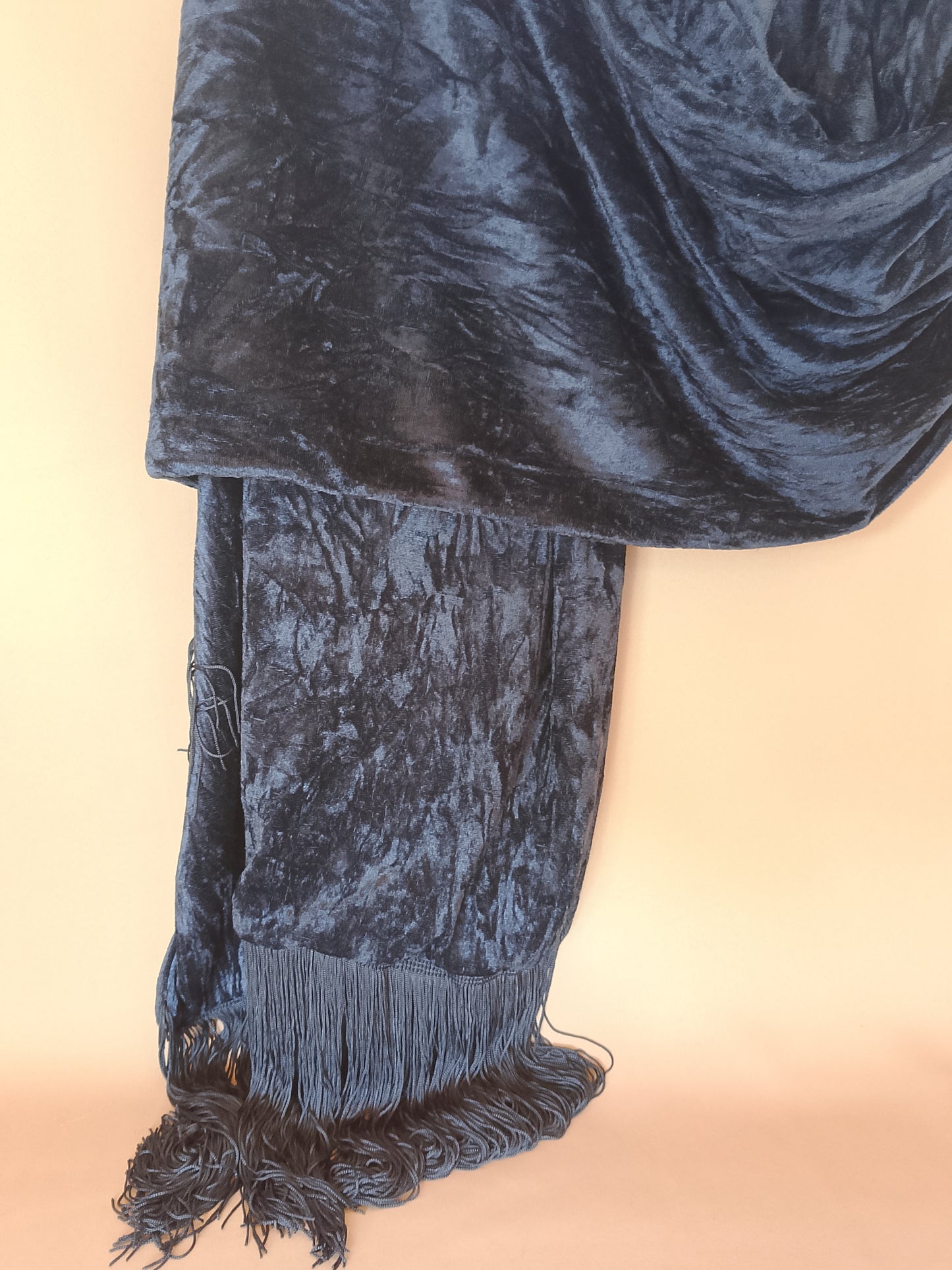 Șal/Eșarfă elegantă de catifea, cu franjuri, 200x60 cm