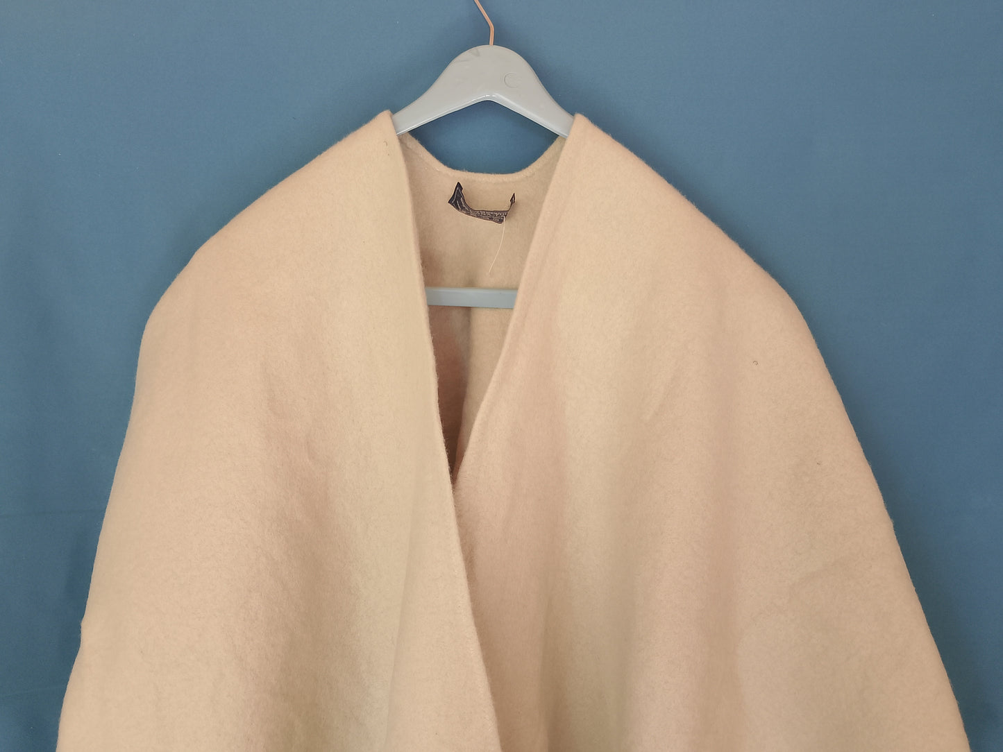 Poncho/Șal elegant, crem, cu franjuri, 130x117 cm